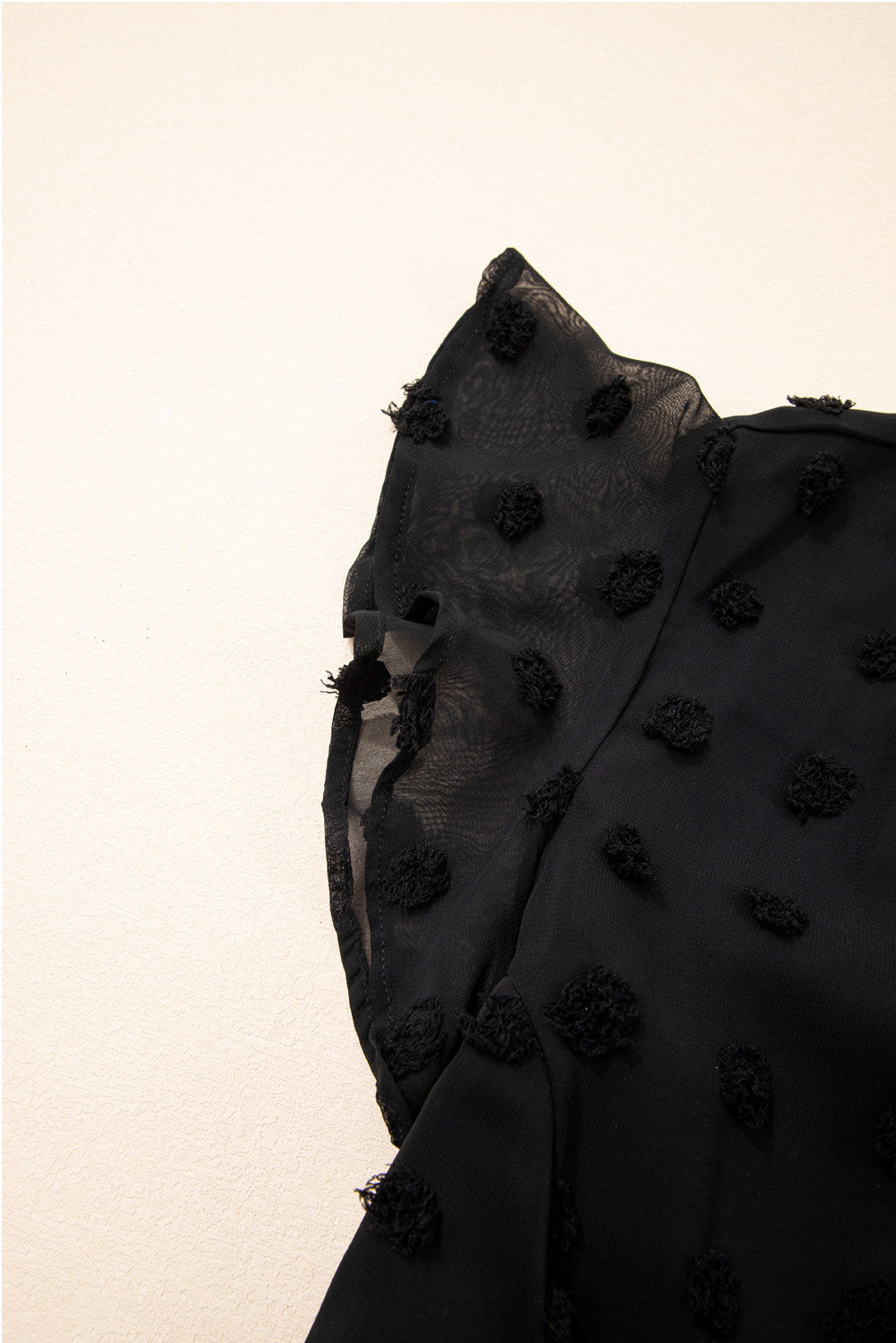 Plus Size Dotty Textured Notched Neck Ruffled Dress