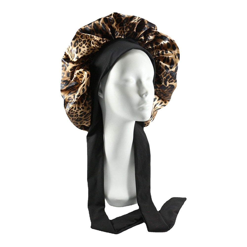 Laced Sleeping Cap Simulation Silk Home Hat Moon Cap Long Hair Care Silk Sleeping Cap Maternity Cap - Plus Size Clothing