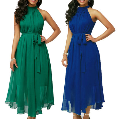Plus Size Summer Pleated Chiffon Sleeveless Maxi Dress - Plus Size XL-4XL - View 2