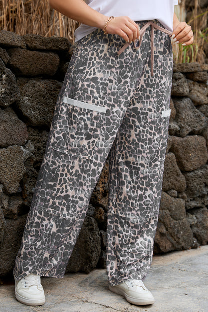 Plus Size Leopard Print Drawstring Pants - Plus Size XL-4XL - View 3
