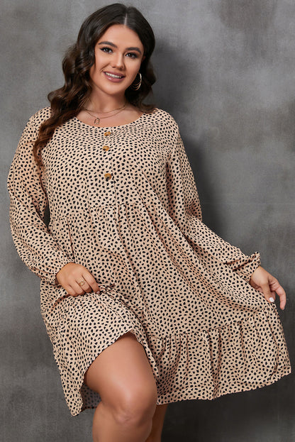 Plus Size Leopard Midi Dress - Plus Size XL-4XL - View 1