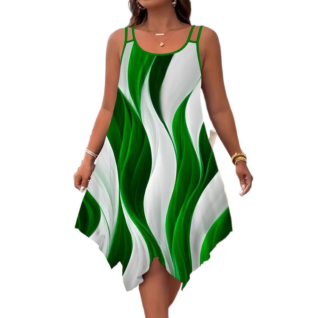 Plus Size Printed Sleeveless A-Line Dress