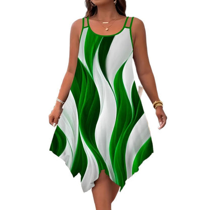 Plus Size Printed Sleeveless A-Line Dress
