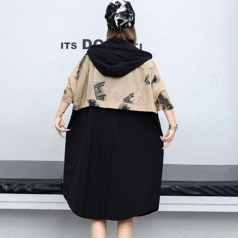 Plus Size Color Block Windbreaker Jacket