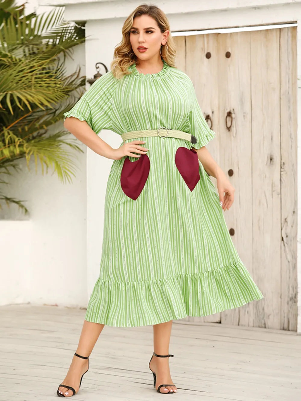 Plus Size Heart Half Sleeve Dress