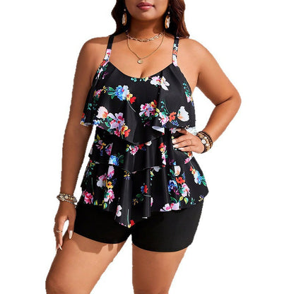 Plus Size Printed Beach Bikini Swimsuit - Plus Size Clothing