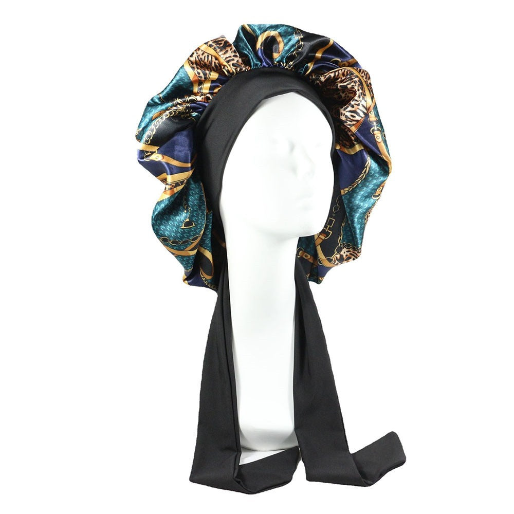 Laced Sleeping Cap Simulation Silk Home Hat Moon Cap Long Hair Care Silk Sleeping Cap Maternity Cap - Plus Size Clothing