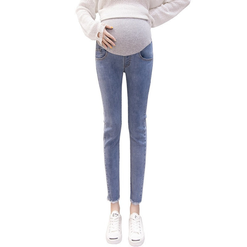 Plus Size Maternity Denim Cropped Pants