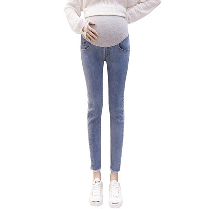 Plus Size Maternity Denim Cropped Pants - Plus Size XL-4XL - View 1