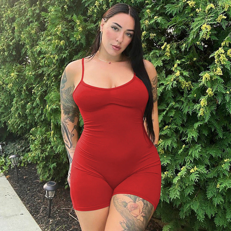 Plus Size Backless Strap Jumpsuit