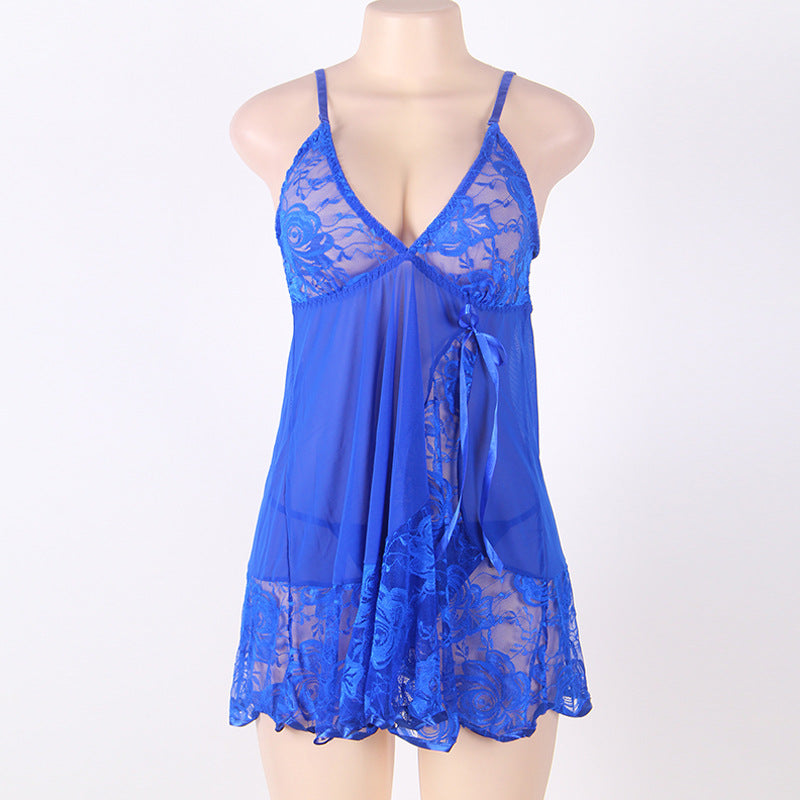 Plus Size Lace Babydoll Nightgown with G-String