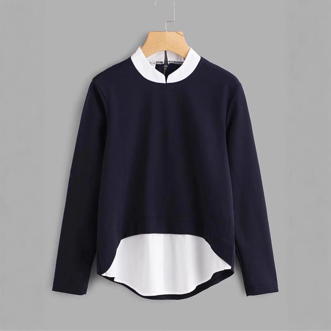 Plus Size Color Block Long Sleeve Sweatshirt Top