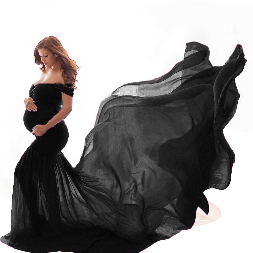 Plus Size Mercerized Cotton Chiffon Flutter Sleeve Maxi Dress
