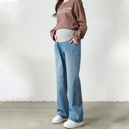 Plus Size Maternity Denim Wide Leg Pants - Plus Size XL-4XL - View 5