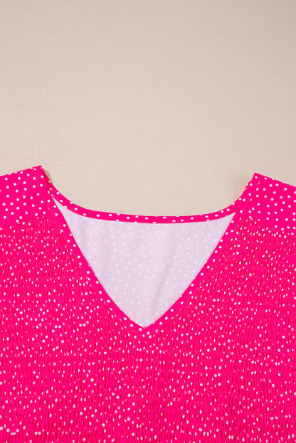 Plus Size Polka Dot Ruffled Smocked Midi Dress