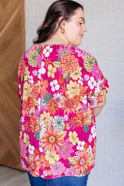 Plus Size Floral Ruffle Short Sleeve Blouse - Plus Size XL-4XL - View 2
