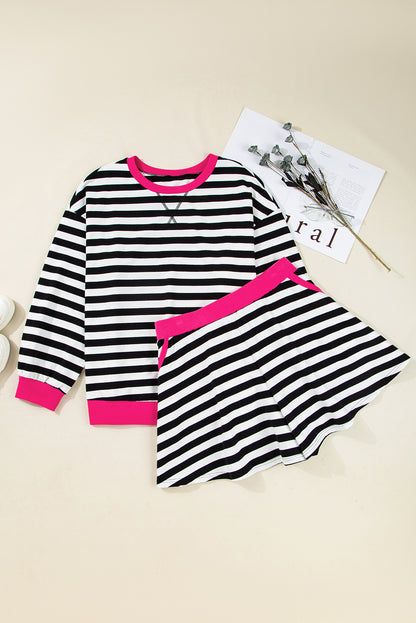 Plus Size Striped Color Block Pullover and Shorts Set - Plus Size XL-4XL - View 8
