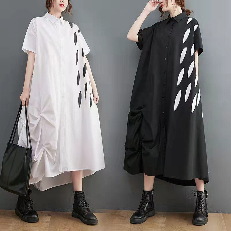 Plus Size Printed Short Sleeve Midi Dress