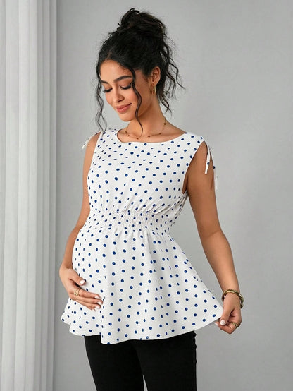Plus Size Dot Print Maternity Top - Plus Size XL-4XL - View 1