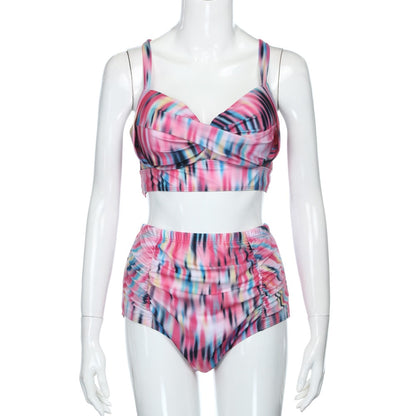 Plus Size High Waist Flower Print Bikini - Plus Size XL-4XL - View 3