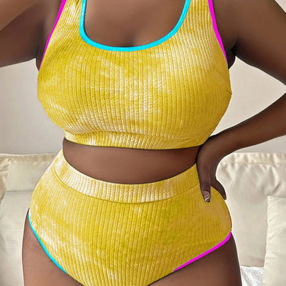 Plus Size Tie Dye Tankini Swimsuit - Plus Size Clothing