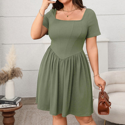 Plus Size Elegant Office Midi Dress - Plus Size XL-4XL - View 2