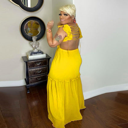 Plus Size V-Neck Bandage Dress - Plus Size Clothing