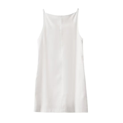 Plus Size Linen Square Neck Sleeveless Midi Dress