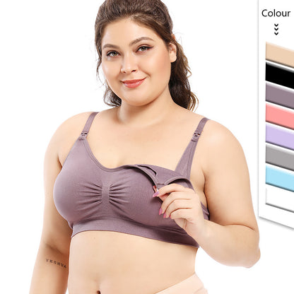 Plus Size Nursing Bra with Adjustable Front Buckle - Plus Size Clothing