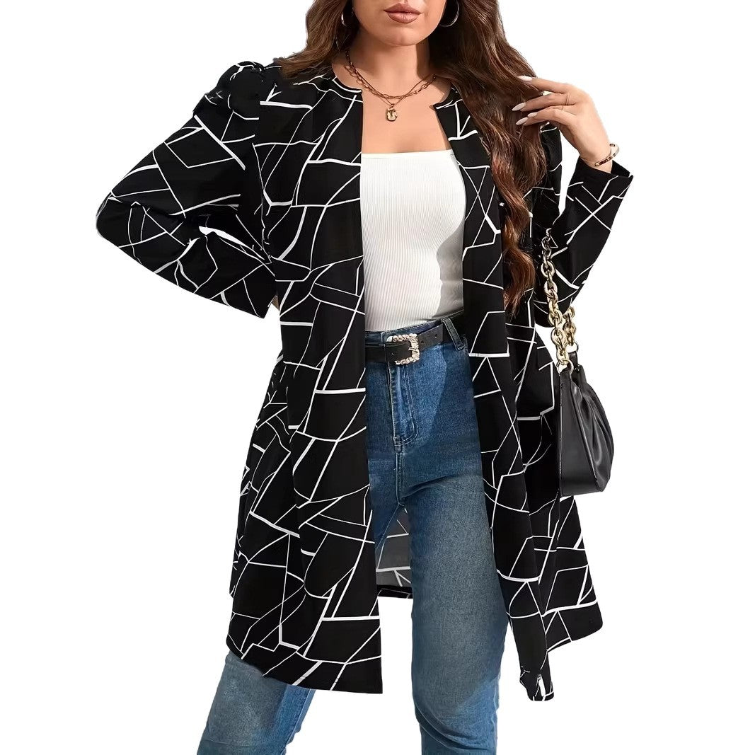 Plus Size Black Elegant Cardigan