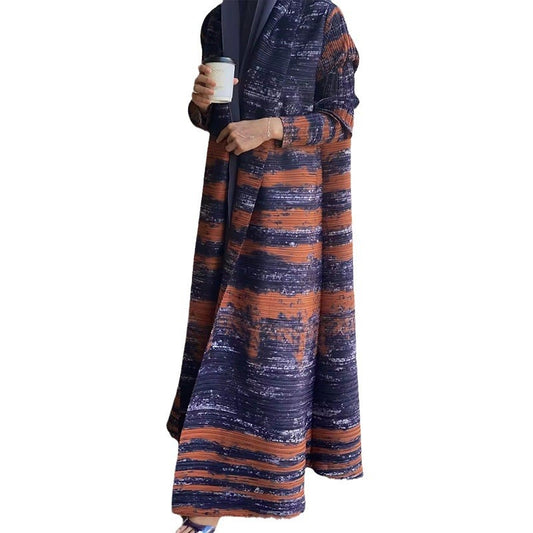 Plus Size Printed Cardigan Robe Dress