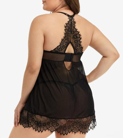 Plus Size Lace Suspender Skirt Nightwear - Plus Size XL-4XL - View 3