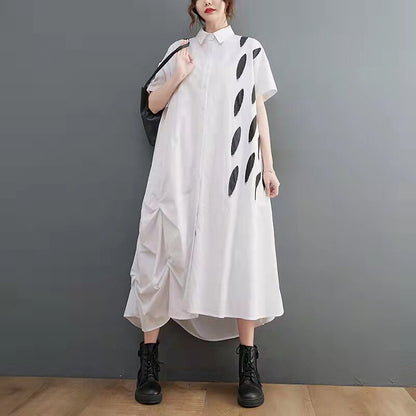 Plus Size Printed Short Sleeve Midi Dress - Plus Size Clothing