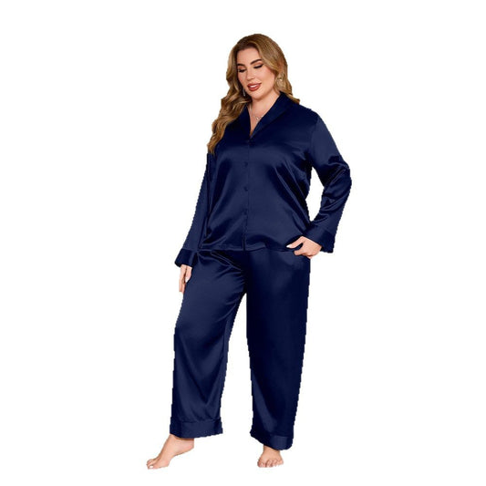 Plus Size Cardigan Pajamas Set Long Sleeve