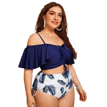 Plus Size Ruffled Bikini Swimsuit Split - Plus Size Clothing