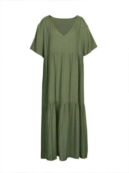 Plus Size Casual V-Neck A-Line Dress - Plus Size XL-4XL - View 3