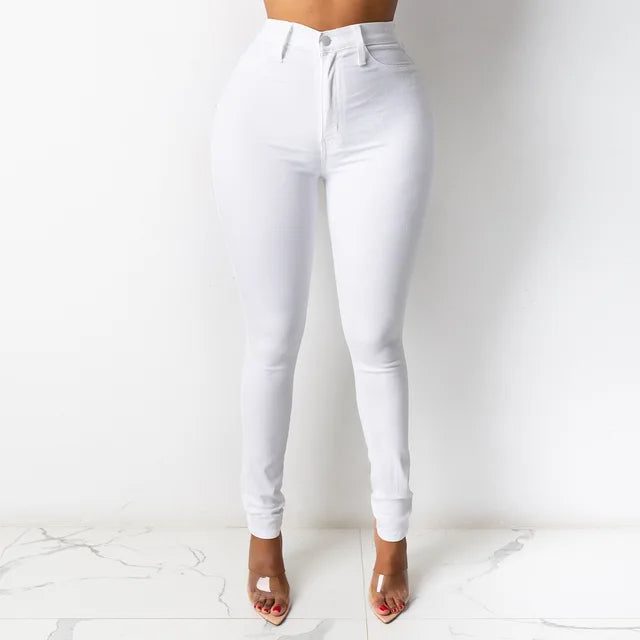 Plus Size High Waist Slim Denim Pants