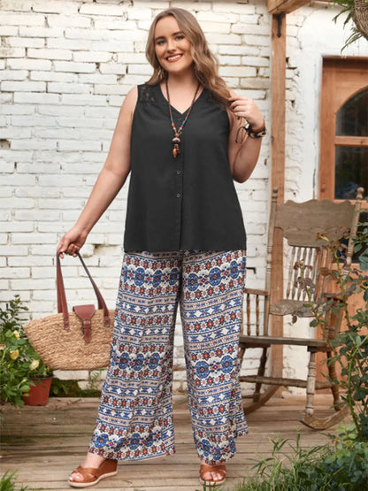 Plus Size V-Neck Lace Tank