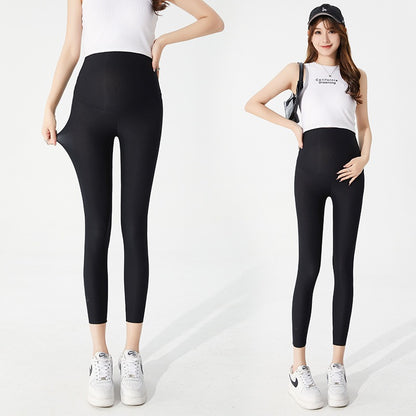 Plus Size Seamless Pregnancy Leggings with Belly Support - Plus Size Clothing