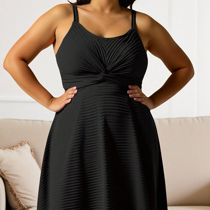 Plus Size Solid Sleeveless Two-Piece Swimwear - Plus Size XL-4XL - View 3