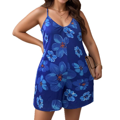 Plus Size Floral Halter Jumpsuit - Plus Size XL-4XL - View 4