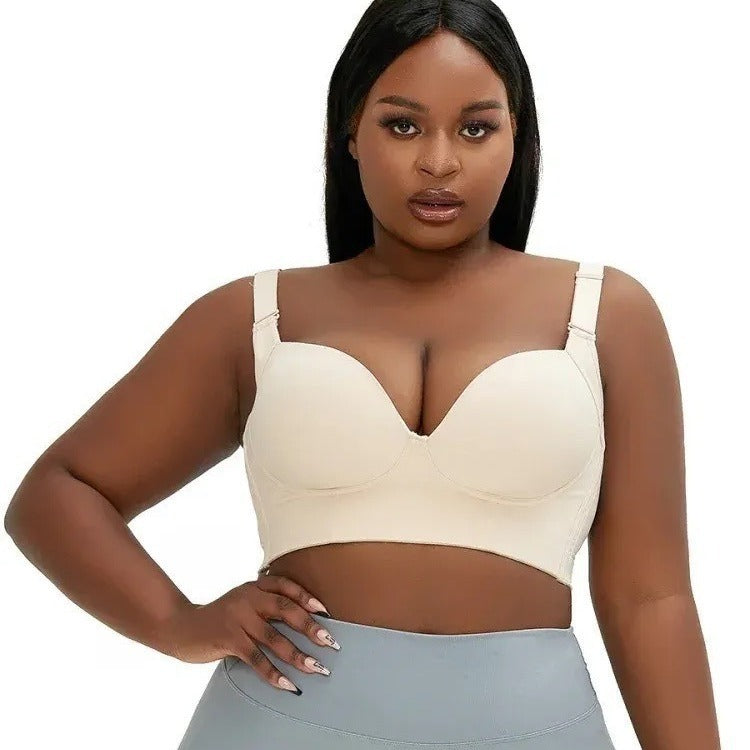 Plus Size Glossy Underwire Bra with Anti-Sag Support