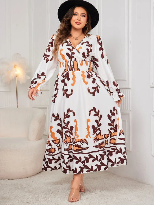 Plus Size Surplice Flounce Dress