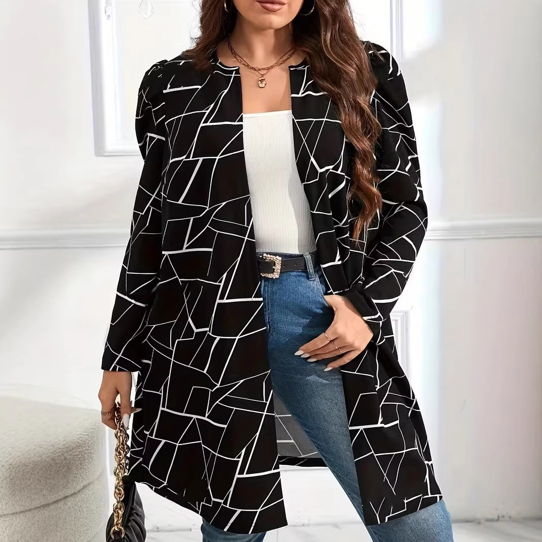 Plus Size Black Elegant Cardigan