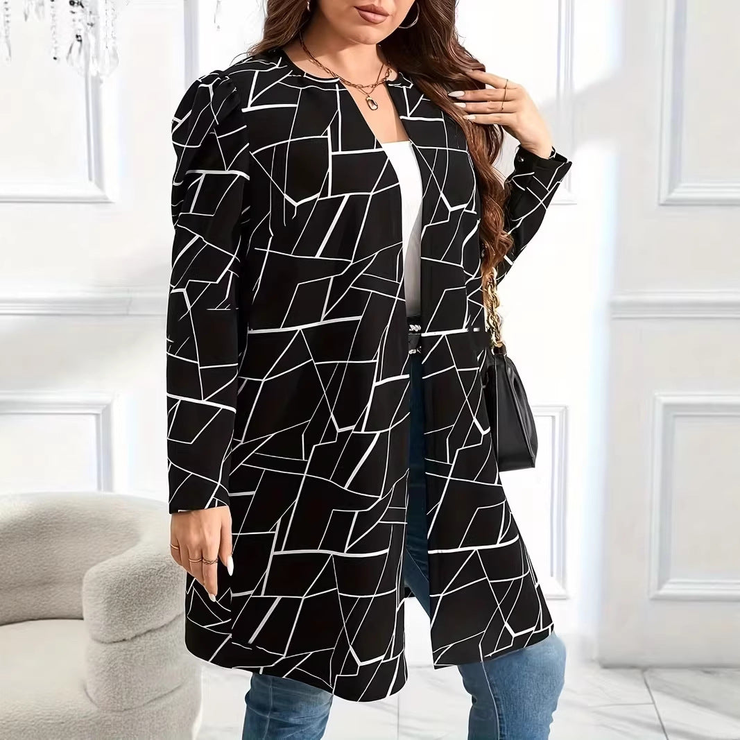 Plus Size Black Elegant Cardigan