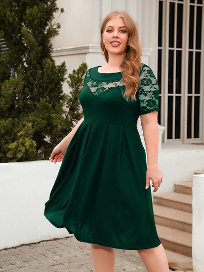 plus-size-ruched-short-sleeve-dress