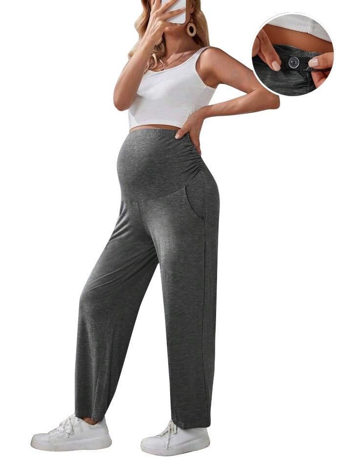 Plus Size Maternity Straight Leg Pants Adjustable