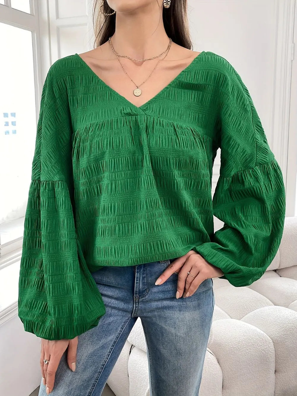 Plus Size Long-Sleeve Solid Shirt