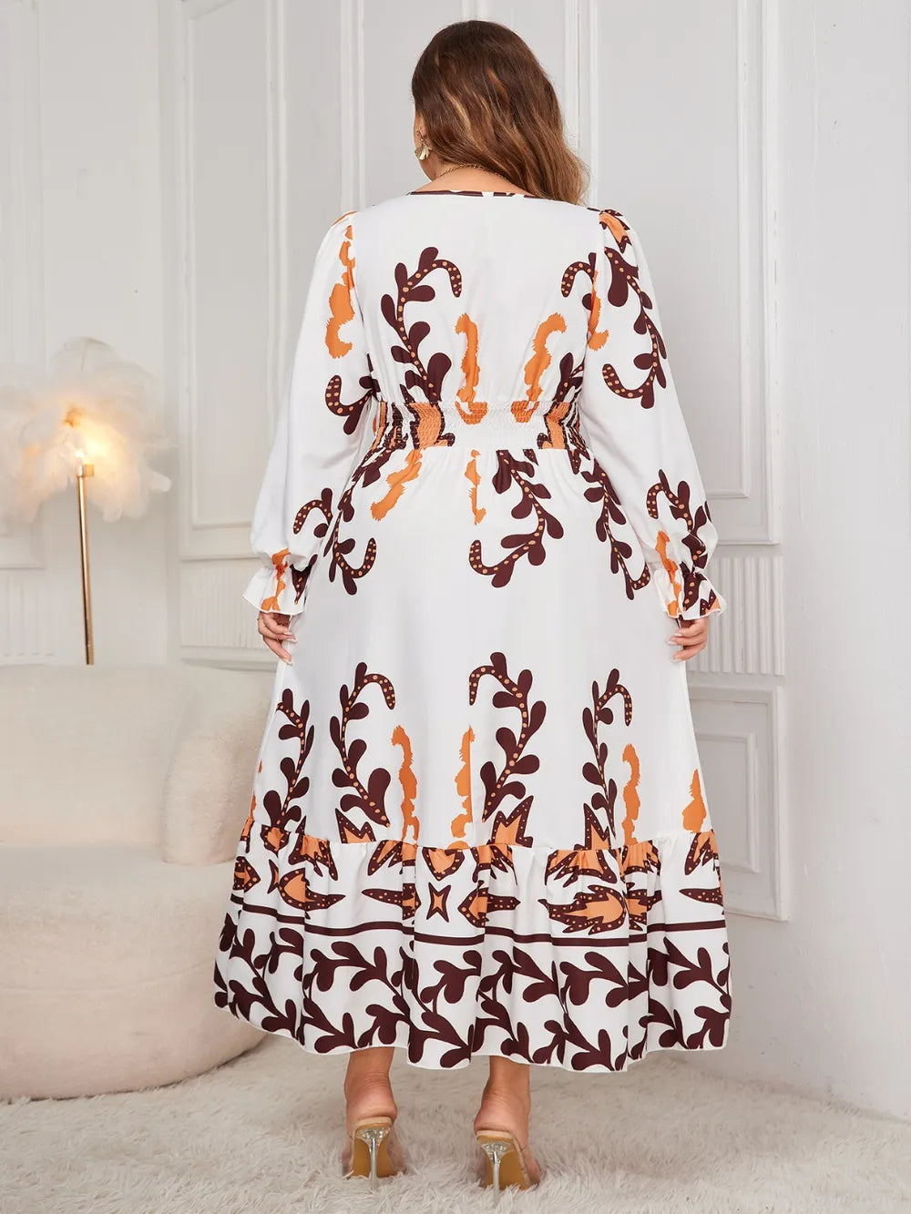 Plus Size Surplice Flounce Dress