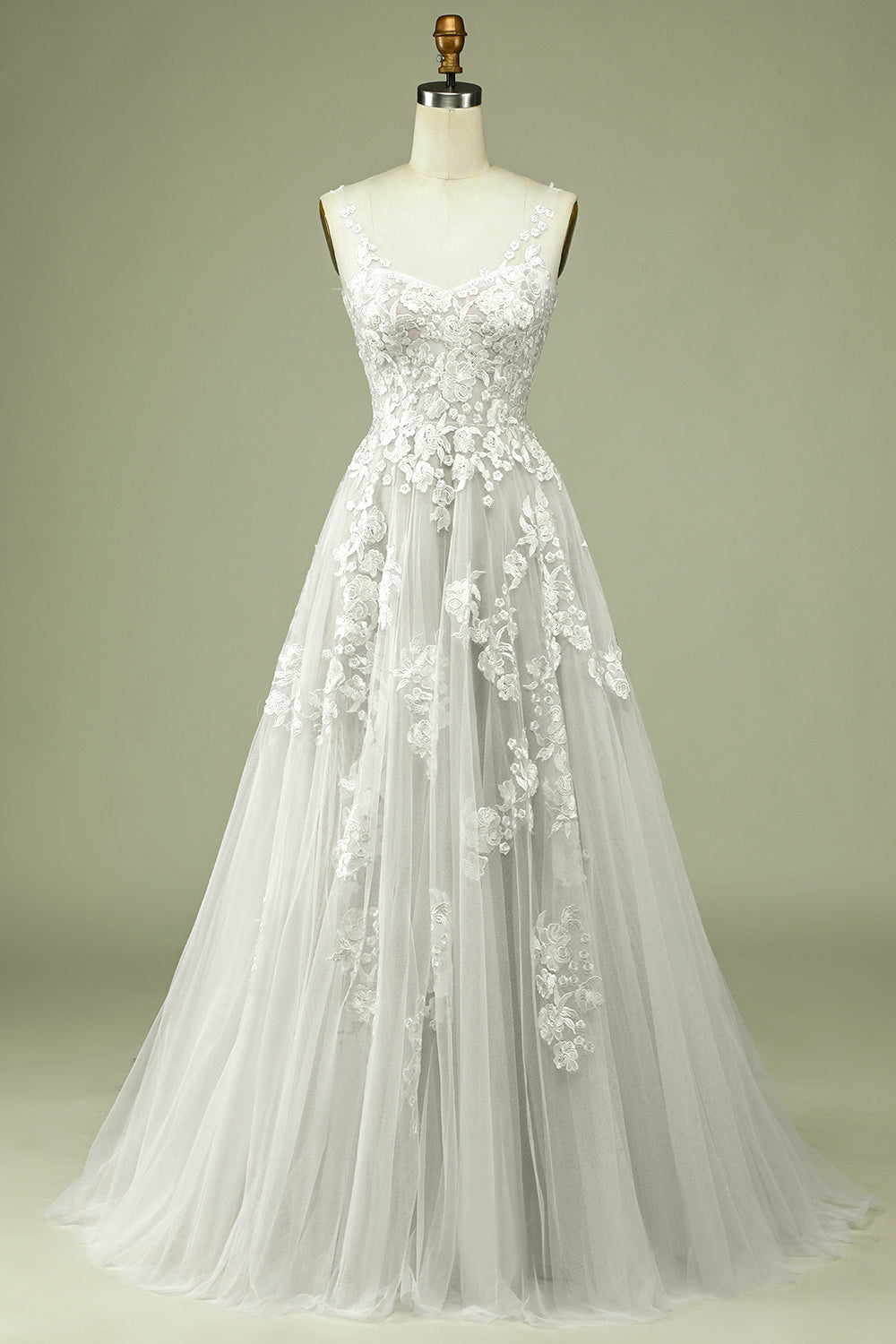 Plus Size V-Neck A-Line Wedding Dress